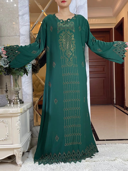 2024 Fashion Diamonds Hollow design Abaya Ramadan Eid Closed Long Abaya Dubai Women Muslim Dress Modest Islamic Clothing