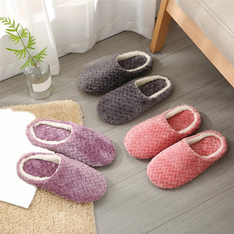 Women Indoor Slippers Warm Plush Home Slipper Autumn Winter Shoes Woman House Flat Floor Soft Slient 2023