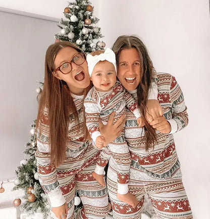 New 2024 Family Christmas Pajamas Set All Over Print Matching Clothing Sets Baby Romper Mother Kids Costumes Pijamas Xmas Look