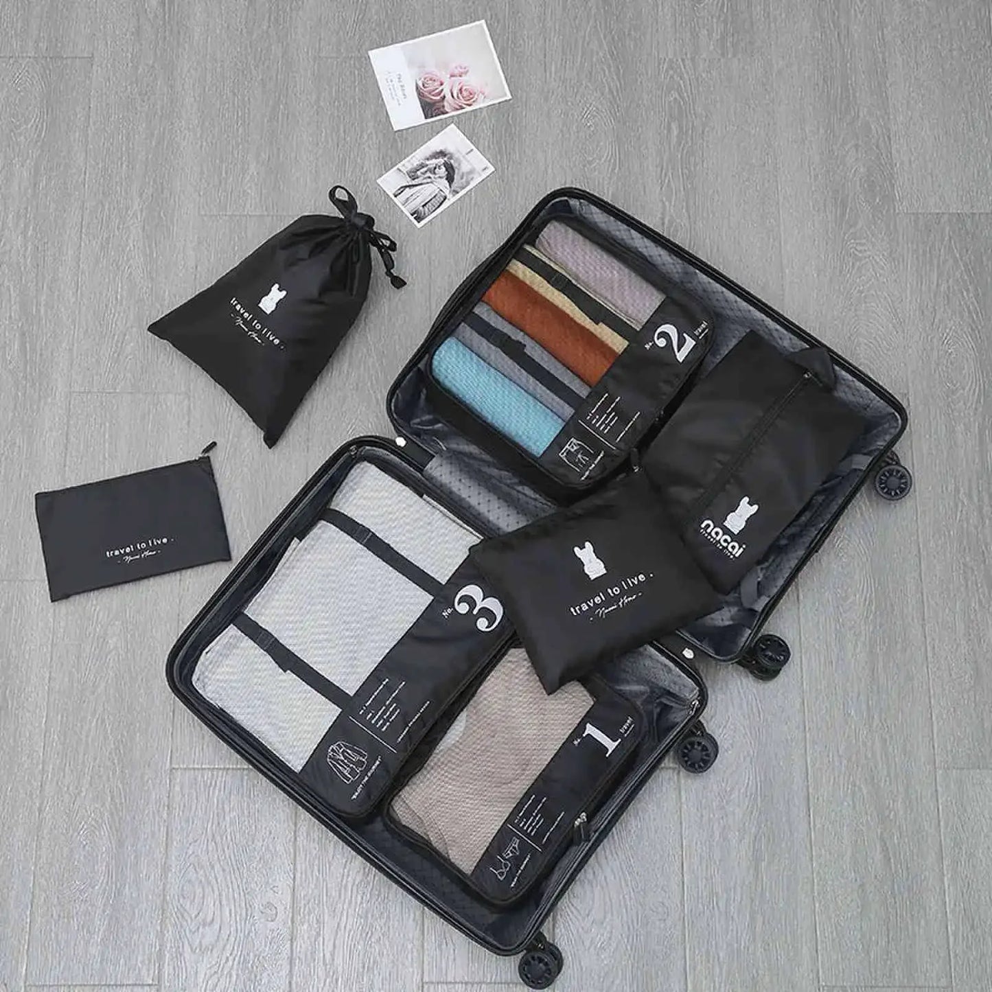 6/7 Pcs Set Travel Organizer Storage Bags Suitcase Packing Cubes Cases Portable Wardrobe Luggage Clothes Shoe Pouch Fold