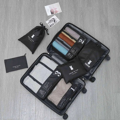6/7 Pcs Set Travel Organizer Storage Bags Suitcase Packing Cubes Cases Portable Wardrobe Luggage Clothes Shoe Pouch Fold