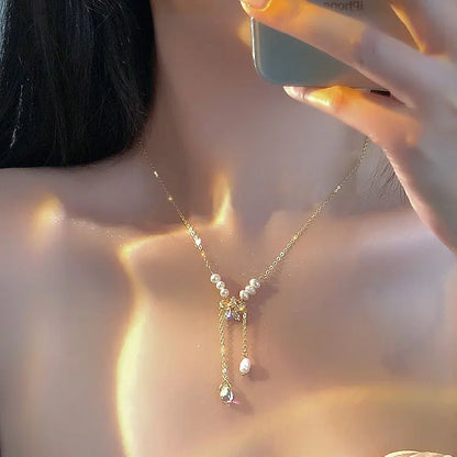 2023 New Fashion Trend Light Luxury Elegant Delicate Pearl Double Layer Heart Necklace Ladies High Jewelry Party Gifts Wholesale