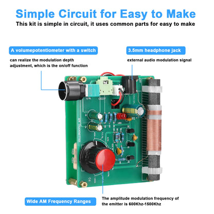 Amplitude Modulation AM Radio Emitter Experimental AM Transmitters AM Signal Source DIY Circuit Board Radio Station SDR  Tools