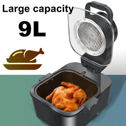 9L Multi functional Home Smart Air Fryer with Large Capacity Touch Screen Reservation Non stick Inner Perspective Oven