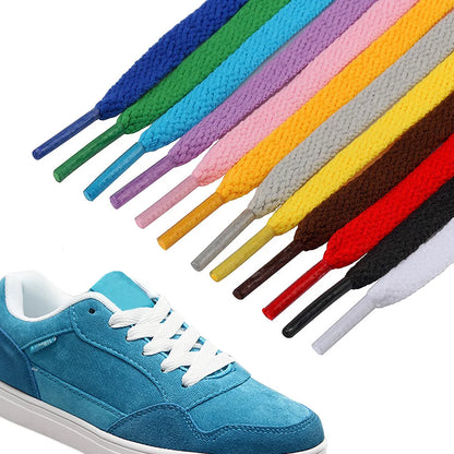 1Pair 8mm Flat Shoelaces Unisex Polyester Black White Shoe Laces Sneakers Canvas Laces Classic Soft Kids Shoestrings 80-120cm