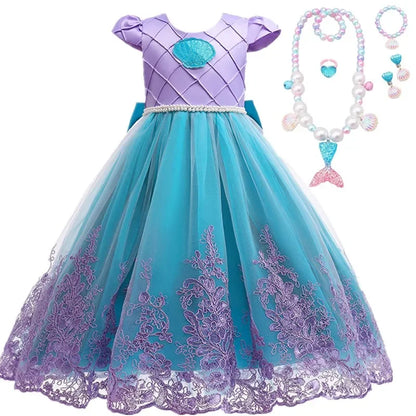 Fancy Mermaid Costumes for Girls 4-10 Y Ariel Cosplay Birthday Princess Dress Halloween Carnival Party Gown Girls Mermaid Dress