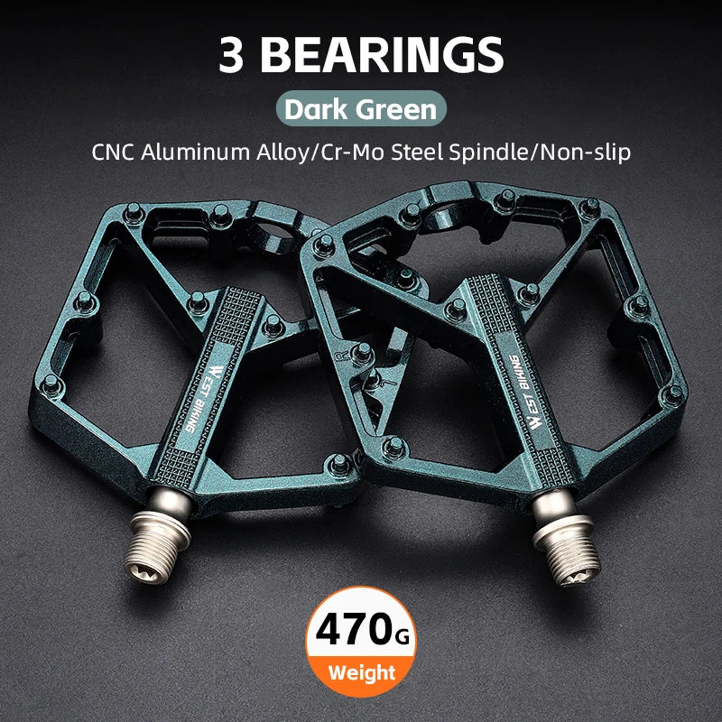 WEST BIKING MTB Cycling Pedals Sealed Bearing Ultralight Aluminum Alloy Footboard Anti-Slip Bicycle Platform Pedals Bike Parts