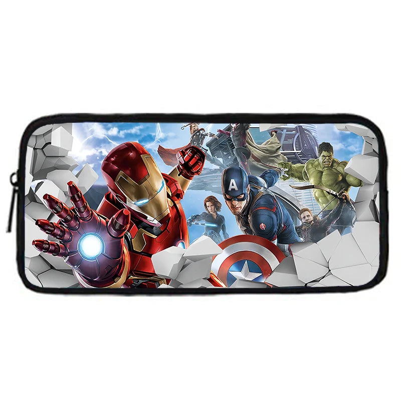 Cartoon Man M-Marvels Iron 3 pcs set Child School Backpack with Lunch Bags ,Pencil Bags School Bags for Boys Girls Best Gift