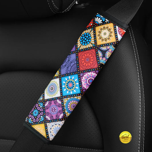 Car Seat Belt Shoulder Guard Pads Covers Protective Sleeve Bohemian Style Insurance Belt Shoulder Protection Auto Accessories