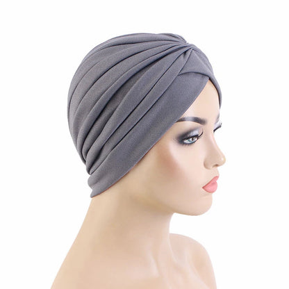 New Women Gold Silver Turban Hats Chemo Bandana Hijab Pleated Indian Cap Turbante Hat Ladies Hair Loss Headscarf Muslim Headwear