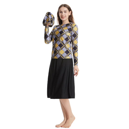 Women Modest Muslim Swimwear Long Sleeve Burkinis Conservative 3pcs Hijab+Tops+Skirt Swimsuits Sunprotected Moslim Zwemkleding