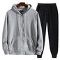 Men's Solid Suits Zipper Hoodies+ Pants Spring Autumn Casual Fitness Sports Hot Elastic Male Clothes Outfit Drawsting Pants