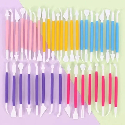 Cake Decorating 8Pcs Fondant Modelling Tools 16 Patterns Carving Flower Craft Clay Carving Pen Set Modeling Baking Accessories