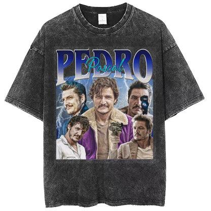 Vintage Pedro Pascal T Shirt Washed Harajuku Pascal Merch Retro Tshirt Hip Hop Bootleg Style Streetwear Shirt 2023 New Arrival