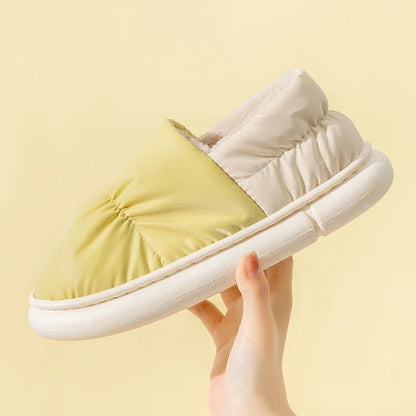 New Fashion Winter Mens Waterproof Cloth Non-slip Slides Cover Heel Warm Plush Slippers Male Soft Sole Home Casual Cotton Shoes