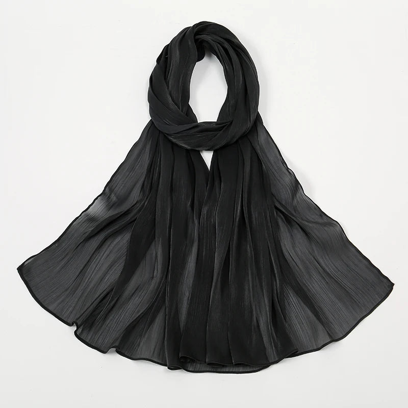 New Premium Silk Crinkle Hijab Scarf Women Shawls Plain Muslim Women Hijabs Breathab Islam Women Turban Pleated Scarf Ramadan