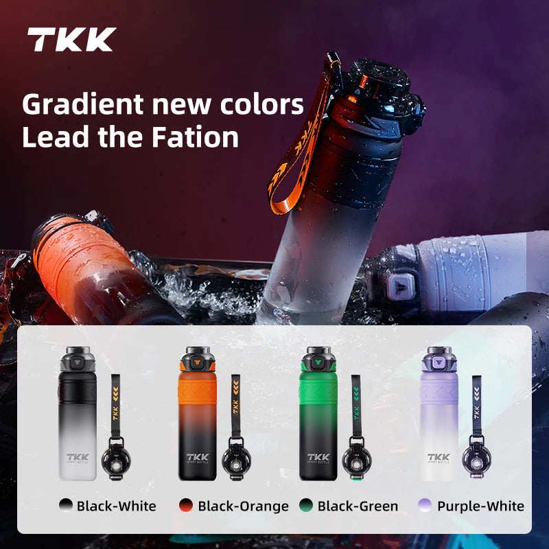 TKK 600/850/1000ml Sports Watter Bottle Tritan BPA-free Portable Leak-proof Plastic Drinkware Outdoor Fitness Gradie Kettle