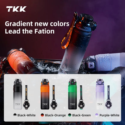 TKK 600/850/1000ml Sports Watter Bottle Tritan BPA-free Portable Leak-proof Plastic Drinkware Outdoor Fitness Gradie Kettle