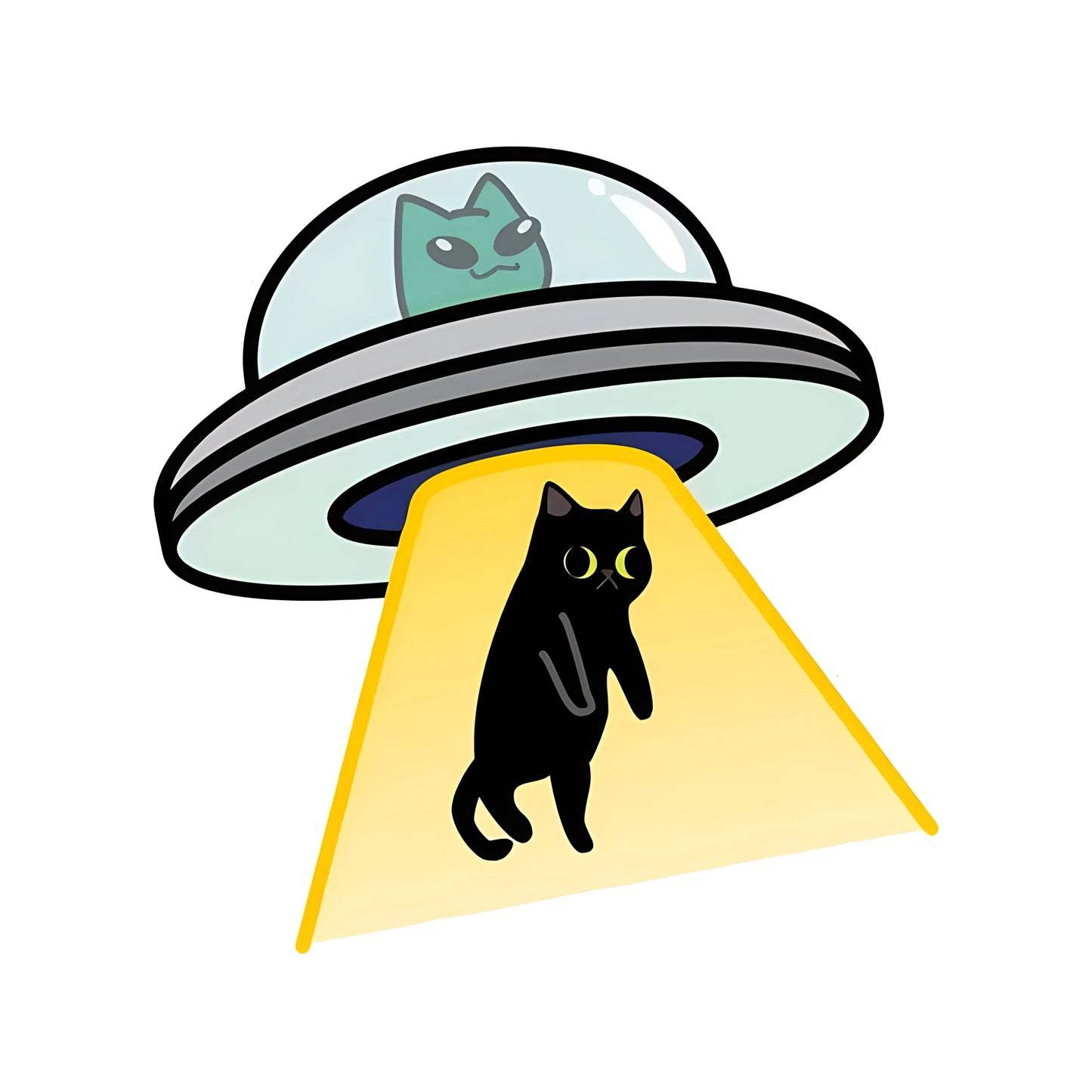 Cat UFO Creative Vinyl Waterproof Decal Sticker For Cars, Laptops, Walls Windows, Bumper