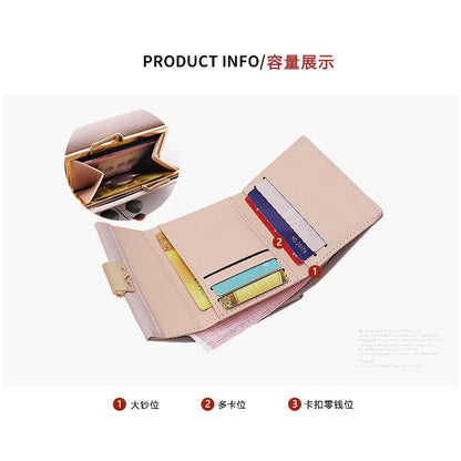 Purse Women's Short Korean PU plaid buckle triple Fold bag Folding niche fashion trend All-in-one Student Coin Coin Purse Women'