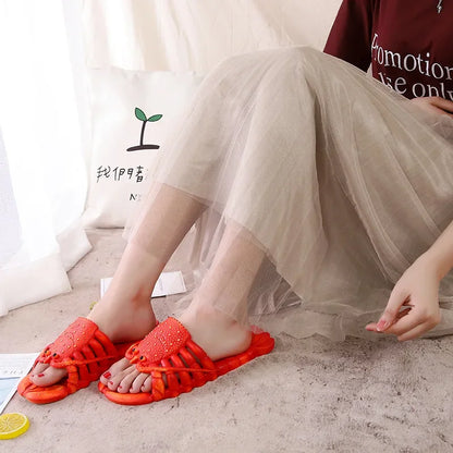 Lobster Slippers Men Funny Animal Summer Flip Flops Cute Beach Shower Casual Shoes Women Unisex Big Size Soft Home Slippers