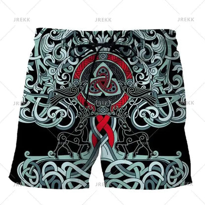 Harajuku Short Pants For Men Personality Street Vinking 3d Print Beach Shorts Holiday Casual Hawaii Beachwear Pockets Gym Trunks