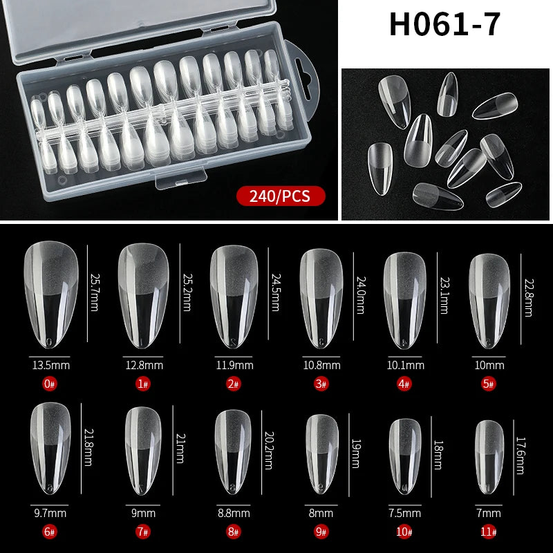 240pcs Semi-frosted Matte Fake Nails Long Coffin Stiletto Artificial False Nails Tips Clear Fake Nail Art Tips For Extension