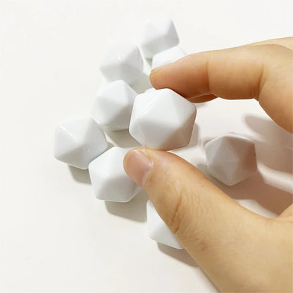 10 Pcs/set White 20 Side Blank D20 Dice Diagonal Diameter 24mm DIY Board Game Accessories For Kid DIY Write Painting Graffiti