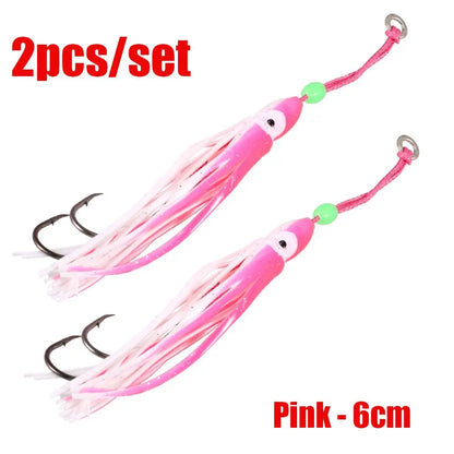 2Pcs/Lot 6cm/10cm/12cm Octopus Lure Squid Jig Fishing Soft Lures Big Squid Bionic Bait Skirt Soft Baits with Hooks