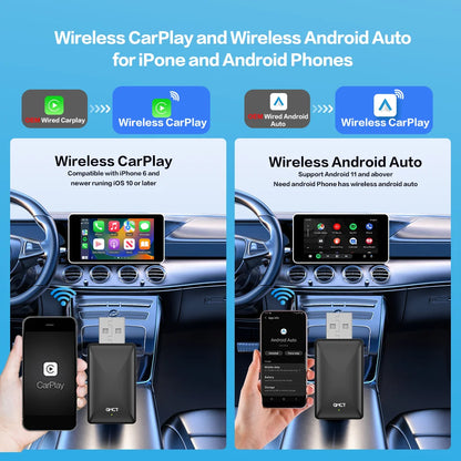 Wireless Android Auto Adapter Carplay Wireless Smart Bluetooth Dongle 2in1 For Dacia Spring Logan Sandero Stepway Duster Jogger