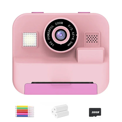 Educational Thermal Instant Print Camera With 32G Card, 1080P Children Mini Digital  Video Camera for Kids Learning  Development
