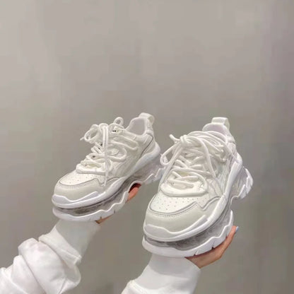 Shoes Women Sneakers Fashion Sole Design Light Color Summer Chunky Luxury Casual Sports Lace-up Basic Walking Shoes