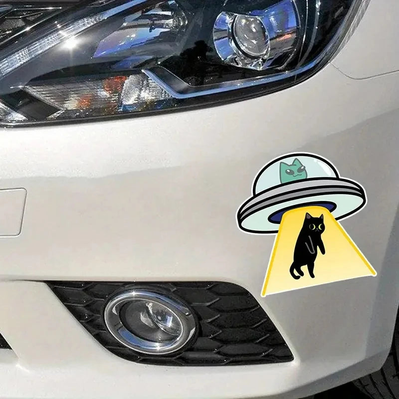 Cat UFO Creative Vinyl Waterproof Decal Sticker For Cars, Laptops, Walls Windows, Bumper
