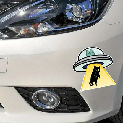 Cat UFO Creative Vinyl Waterproof Decal Sticker For Cars, Laptops, Walls Windows, Bumper