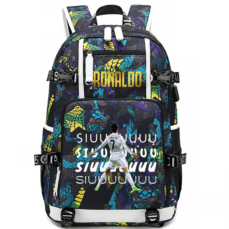 Ronaldo Print Student School Bag Children's Backpack Outdoor Travel Bag