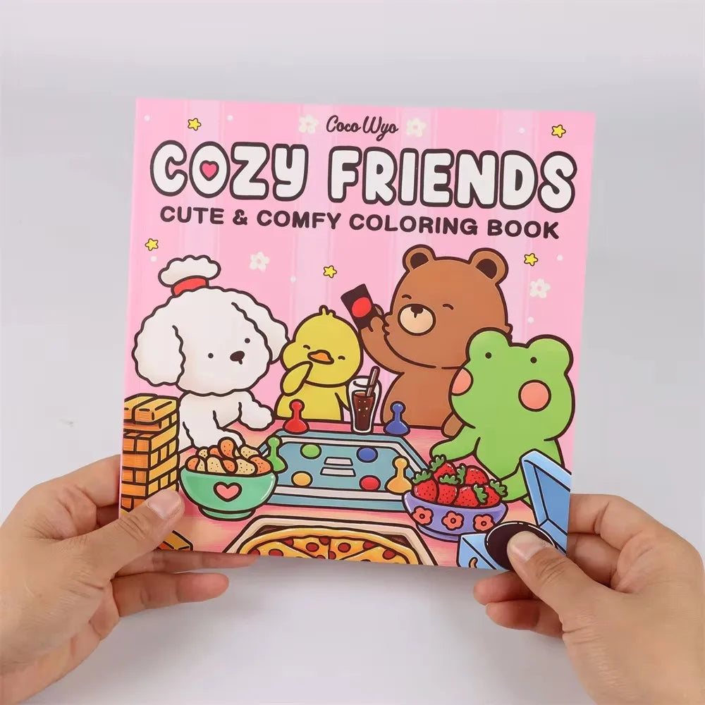 Cartoon Coloring Book For Adults And Teens Featuring Adorable Creatures for Christmas Gifts To Relax In A Cozy Hygge Moment