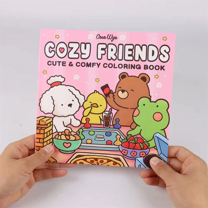Cartoon Coloring Book For Adults And Teens Featuring Adorable Creatures for Christmas Gifts To Relax In A Cozy Hygge Moment