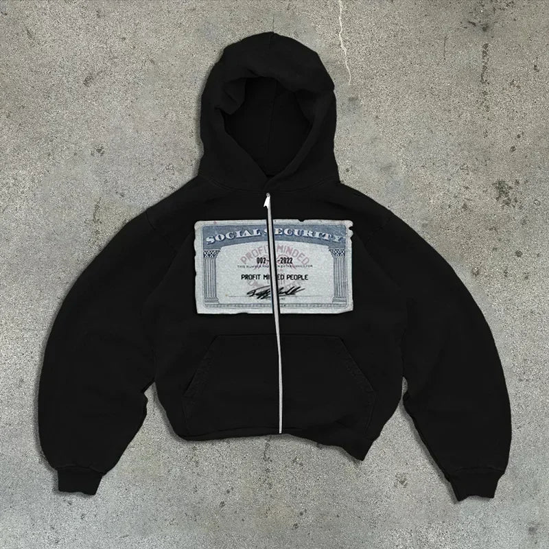 Casual y2k sweatshirt zipper cardigan loose hoodie for women 2024 new versatile printed letters hip-hop geometric pattern