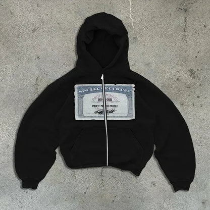 Casual y2k sweatshirt zipper cardigan loose hoodie for women 2024 new versatile printed letters hip-hop geometric pattern