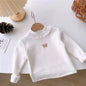 Toddler Baby Girl Velvet Warm Tops Children Turtleneck Butterfly Sweater Shirts 1-13Years Children Base Tops in Pink Beige 6 8 9
