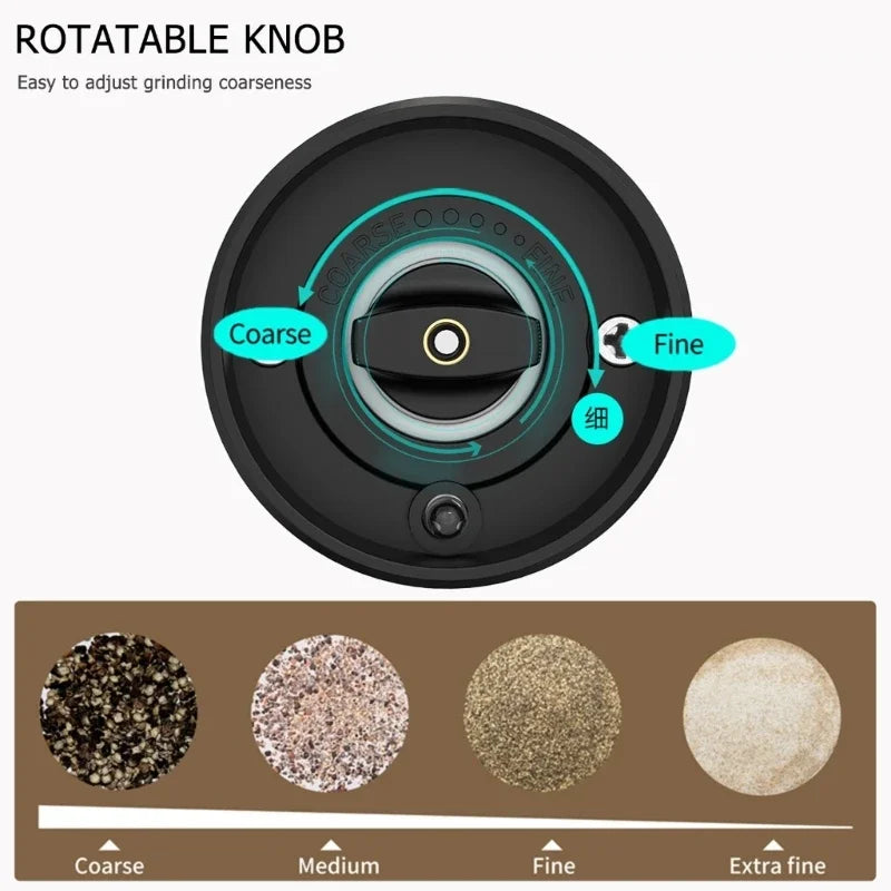 USB Rechargeable Salt Grinder Peppers   Spices Mill Adjustable Coarseness Mills Electric Automatic Salt and Pepper Grinder Set