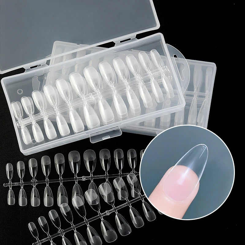 240pcs Semi-frosted Matte Fake Nails Long Coffin Stiletto Artificial False Nails Tips Clear Fake Nail Art Tips For Extension