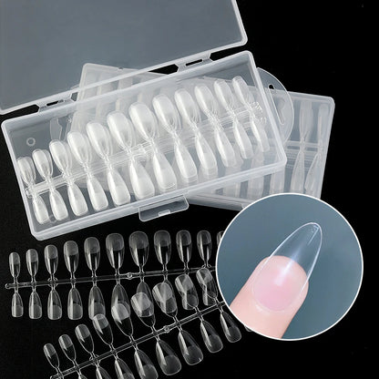 240pcs Semi-frosted Matte Fake Nails Long Coffin Stiletto Artificial False Nails Tips Clear Fake Nail Art Tips For Extension