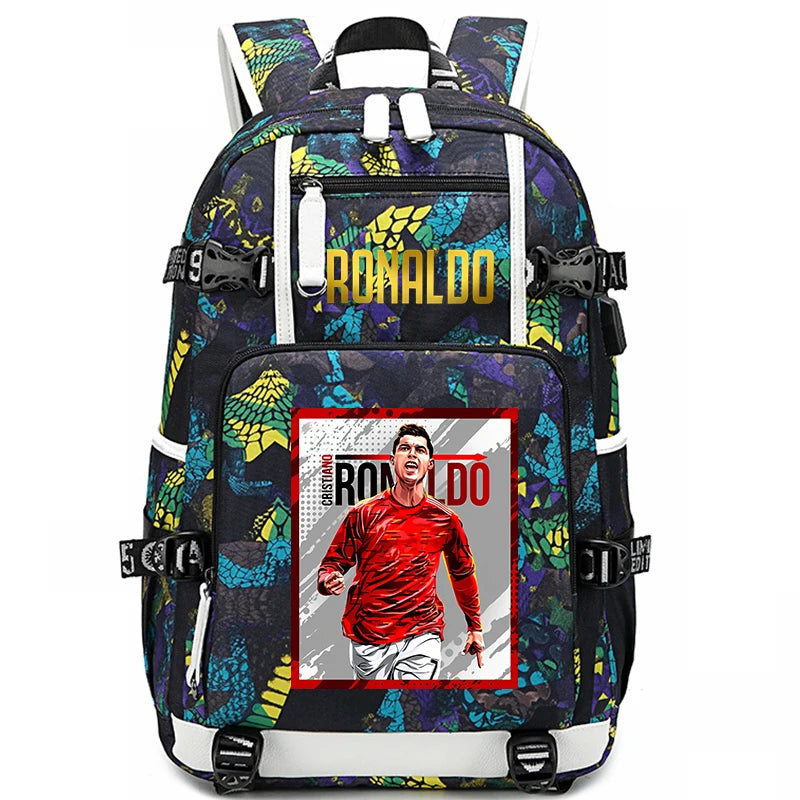 Ronaldo Print Student School Bag Children's Backpack Outdoor Travel Bag