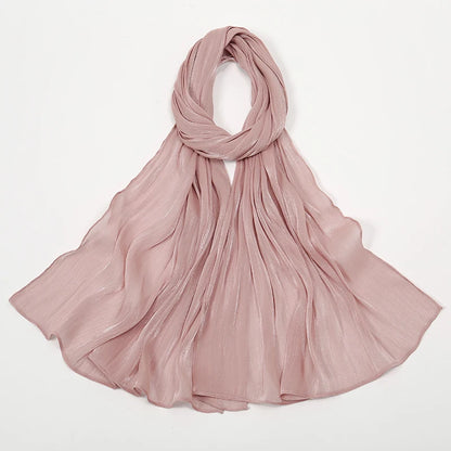 New Premium Silk Crinkle Hijab Scarf Women Shawls Plain Muslim Women Hijabs Breathab Islam Women Turban Pleated Scarf Ramadan