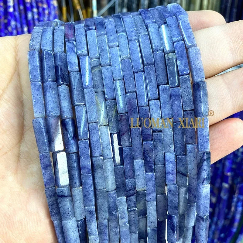 4x13mm Square Natural Stone Light Lavender Chalcedony Loose Spacer Beads for Jewelry Making Diy Bracelet Charms Accessories