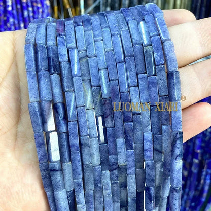 4x13mm Square Natural Stone Light Lavender Chalcedony Loose Spacer Beads for Jewelry Making Diy Bracelet Charms Accessories