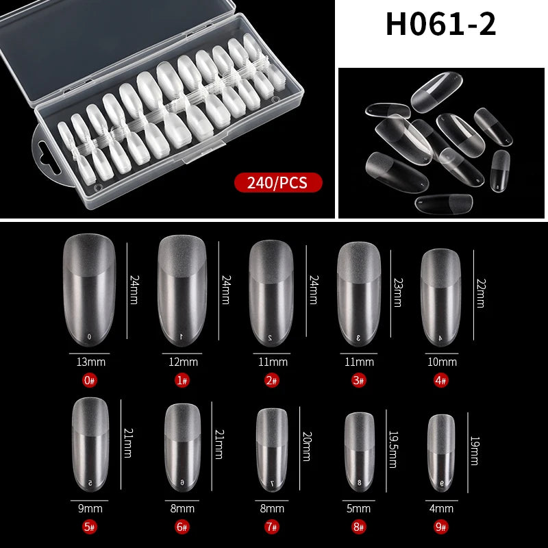 240pcs Semi-frosted Matte Fake Nails Long Coffin Stiletto Artificial False Nails Tips Clear Fake Nail Art Tips For Extension