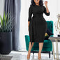 Elegant Lace-Up Bodycon Dresses for Women Three Quarter Sleeve Office Lady Party Fashion Folds Bandage African Dress Vestido
