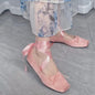 Flats Luxury Ballet Shoes Women's Autumn Strap Flat Shoes Women Temperament Square Toe Mary Jane Shoes Pink